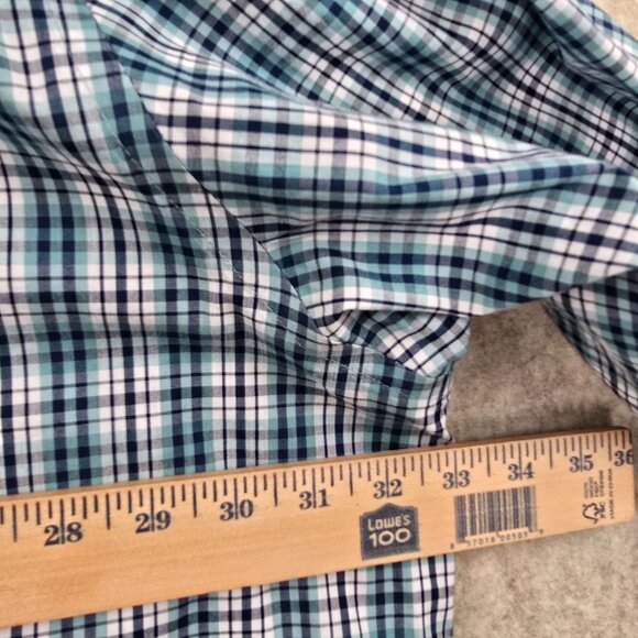 Izod Mens Button-Down Shirt Blue/Green Plaid Size 4XL Cotton/Polyester/Spandex - Picture 6 of 6